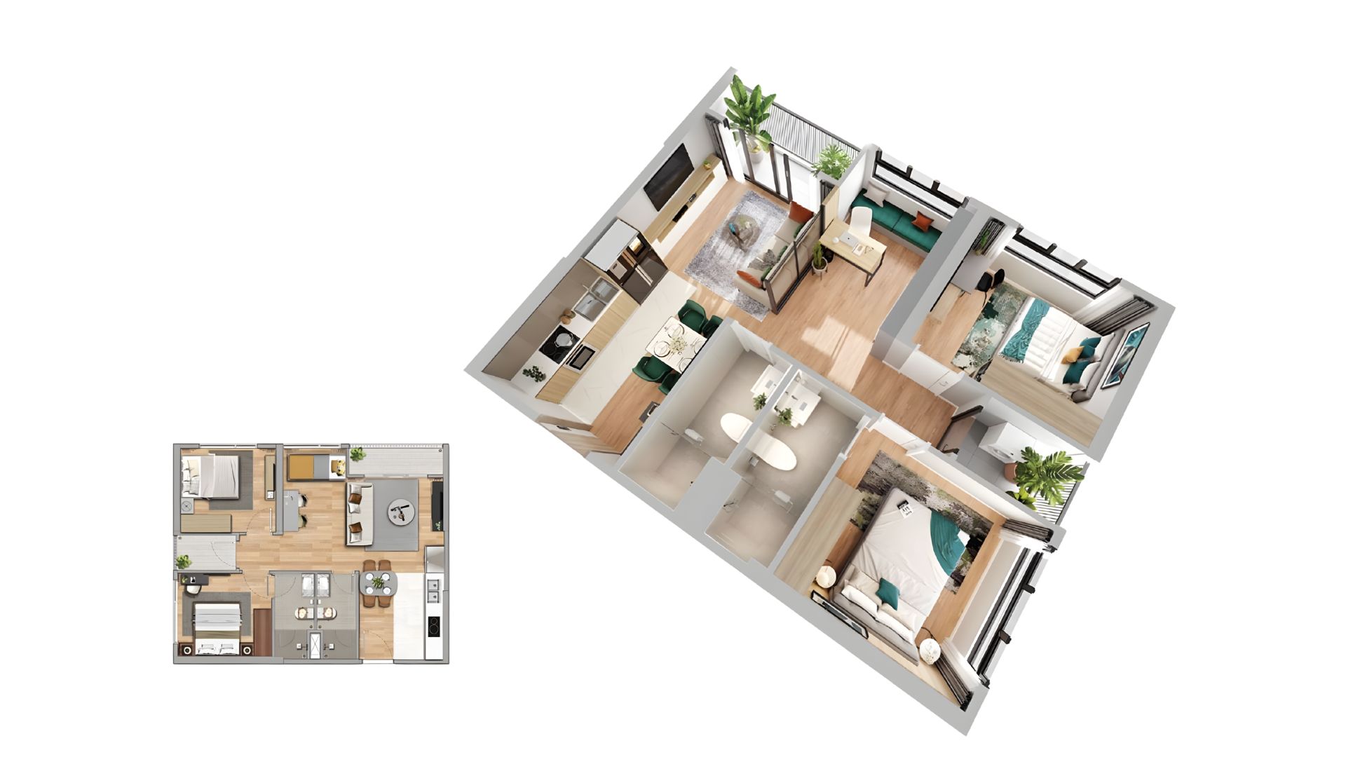 Thiết kế căn hộ 2 phòng ngủ +1 Imperia Sky Park
