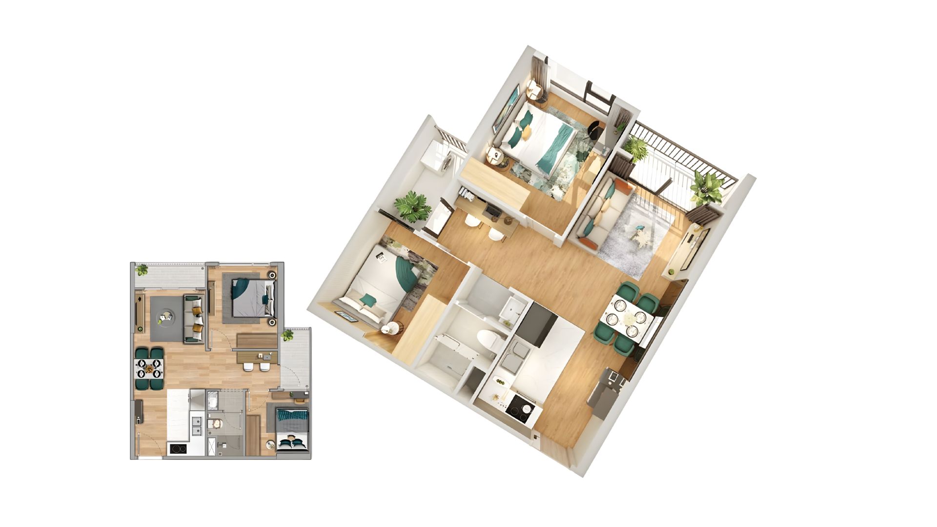 Thiết kế căn hộ 2 phòng ngủ Imperia Sky Park
